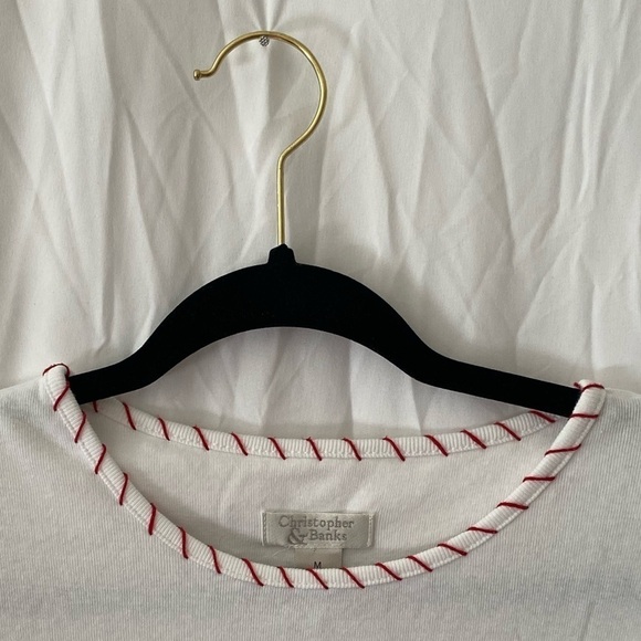 Christopher & Banks Women’s White, Red, Brown Bird 3/4 Sleeve Top Size M - Picture 3 of 11